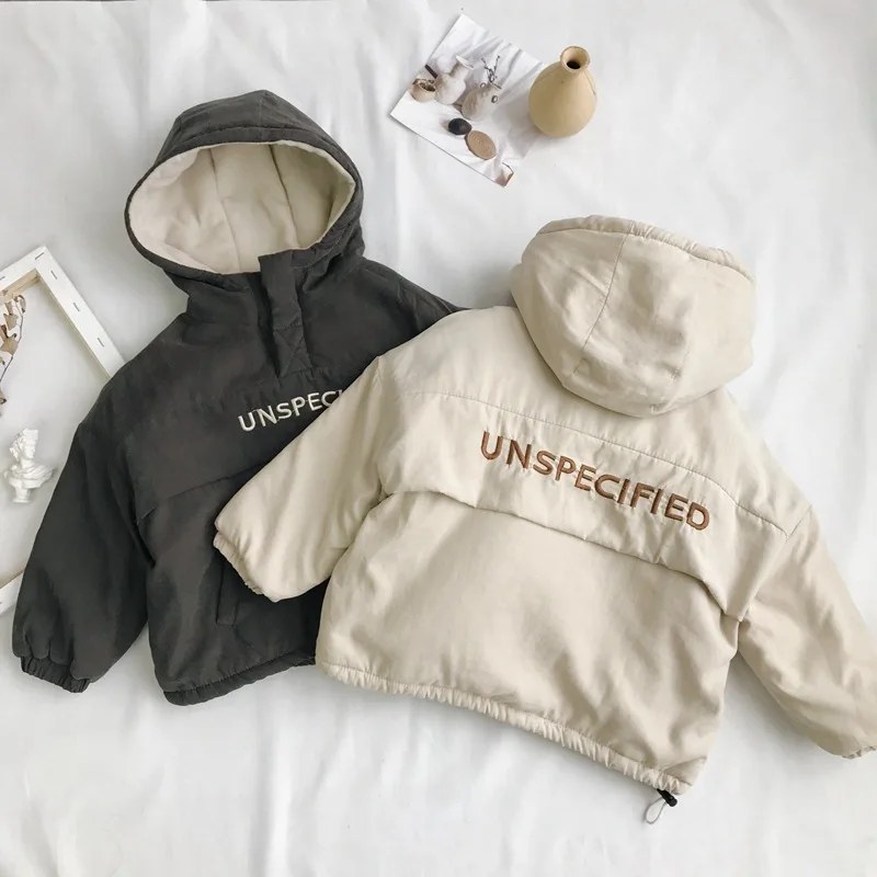 WLG Winter boys girls parkas kids velvet hooded long sleeve letter printed beige gray coat baby thick clothes
WLG Winter boys girls parkas kids velvet hooded long sleeve letter printed beige gray coat baby thick clothes