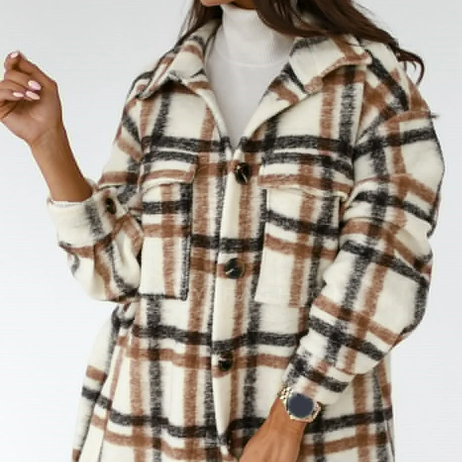 Coats Women Jackets Autumn Winter Plaid Buttons Long Sleeve Lapel Jacket Knee-length Overcoat Women's Clothing
Coats Women Jackets Autumn Winter Plaid Buttons Long Sleeve Lapel Jacket Knee-length Overcoat Women's Clothing
