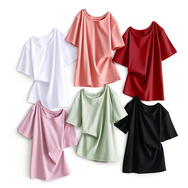White Short Sleeve T-shirts Women New Summer 2021 Casual O Neck Cotton T-shirt Female Solid Basic Bottoming Loose Tops Plus Size
White Short Sleeve T-shirts Women New Summer 2021 Casual O Neck Cotton T-shirt Female Solid Basic Bottoming Loose Tops Plus Size