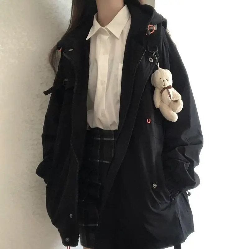 2022 Jacket Women Korean Loose Unisex Long-sleeved Hooded Preppy Solid Color Jacket All-match Casual Student Coat Streetwear
2022 Jacket Women Korean Loose Unisex Long-sleeved Hooded Preppy Solid Color Jacket All-match Casual Student Coat Streetwear