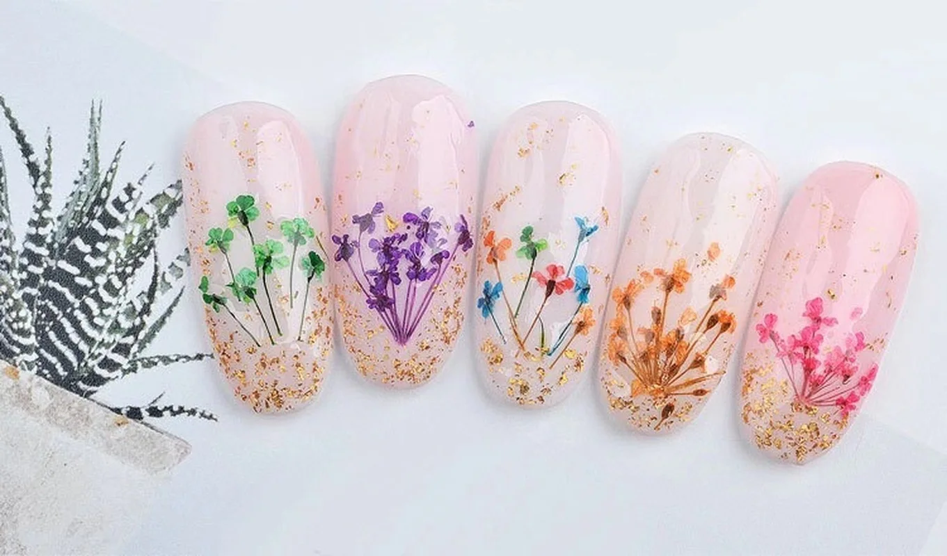 60 шт. свежие натуральные сухие цветы ручной работы милый дизайн ногтей для женщин