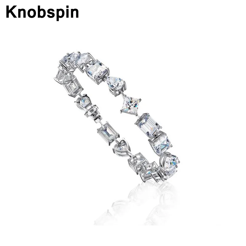 Knobspin Luxury 100% 925 Sterling Silver White Gold Full Wedding Bracelets For Women High Carbon Diamond Fine Jewelry Wholesale
Knobspin Luxury 100% 925 Sterling Silver White Gold Full Wedding Bracelets For Women High Carbon Diamond Fine Jewelry Wholesale
