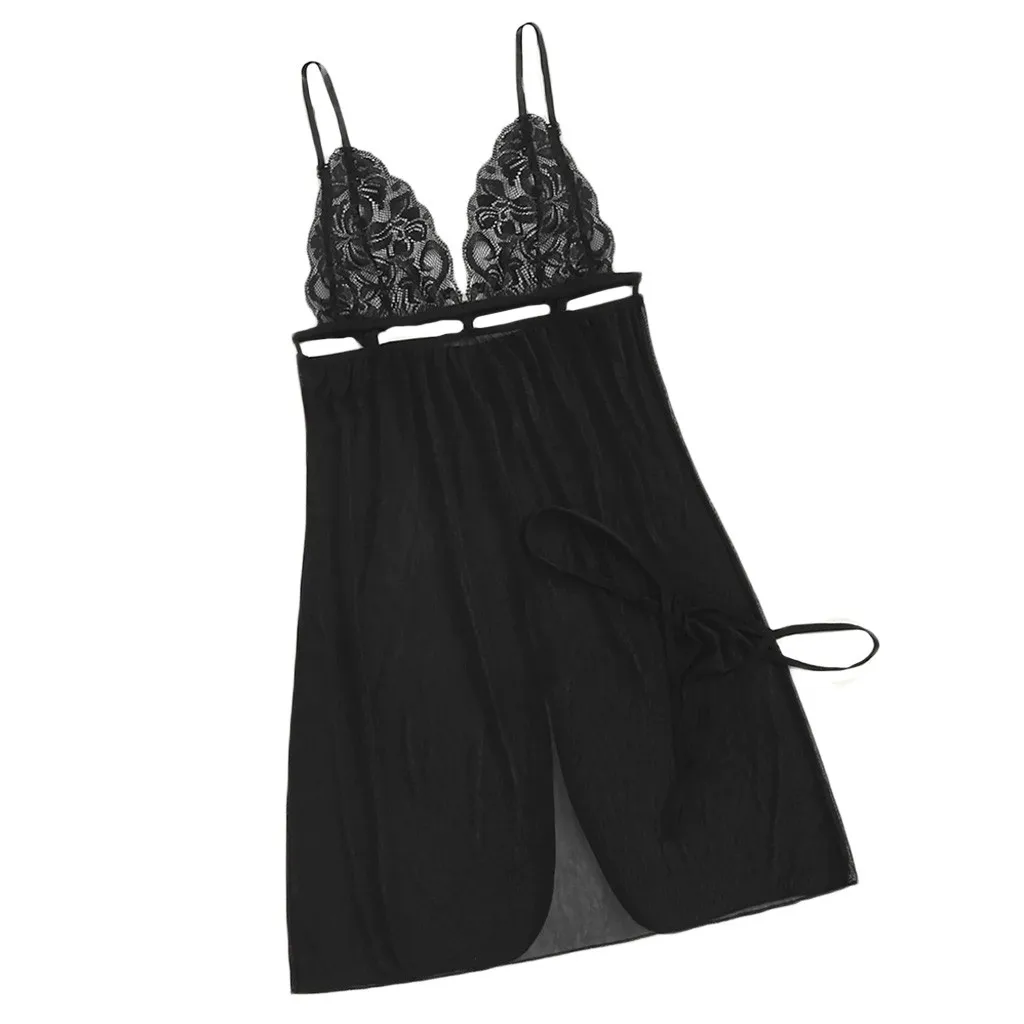 Sexy Lingerie New Women Lace V-Neck Sleeveless Underwear Hollow Nightdress Sleepwear Thong Camisola Hot Erotic Female Constumes
Sexy Lingerie New Women Lace V-Neck Sleeveless Underwear Hollow Nightdress Sleepwear Thong Camisola Hot Erotic Female Constumes