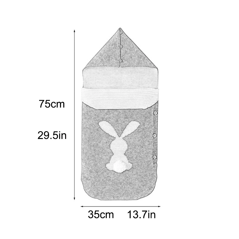 Cute Cartoon Rabbit Baby Sleeping Bag Winter Thicken Warm Newborn Cocoon Envelope Button Knit Kids Bedding Outdoor Stroller Wrap
Cute Cartoon Rabbit Baby Sleeping Bag Winter Thicken Warm Newborn Cocoon Envelope Button Knit Kids Bedding Outdoor Stroller Wrap