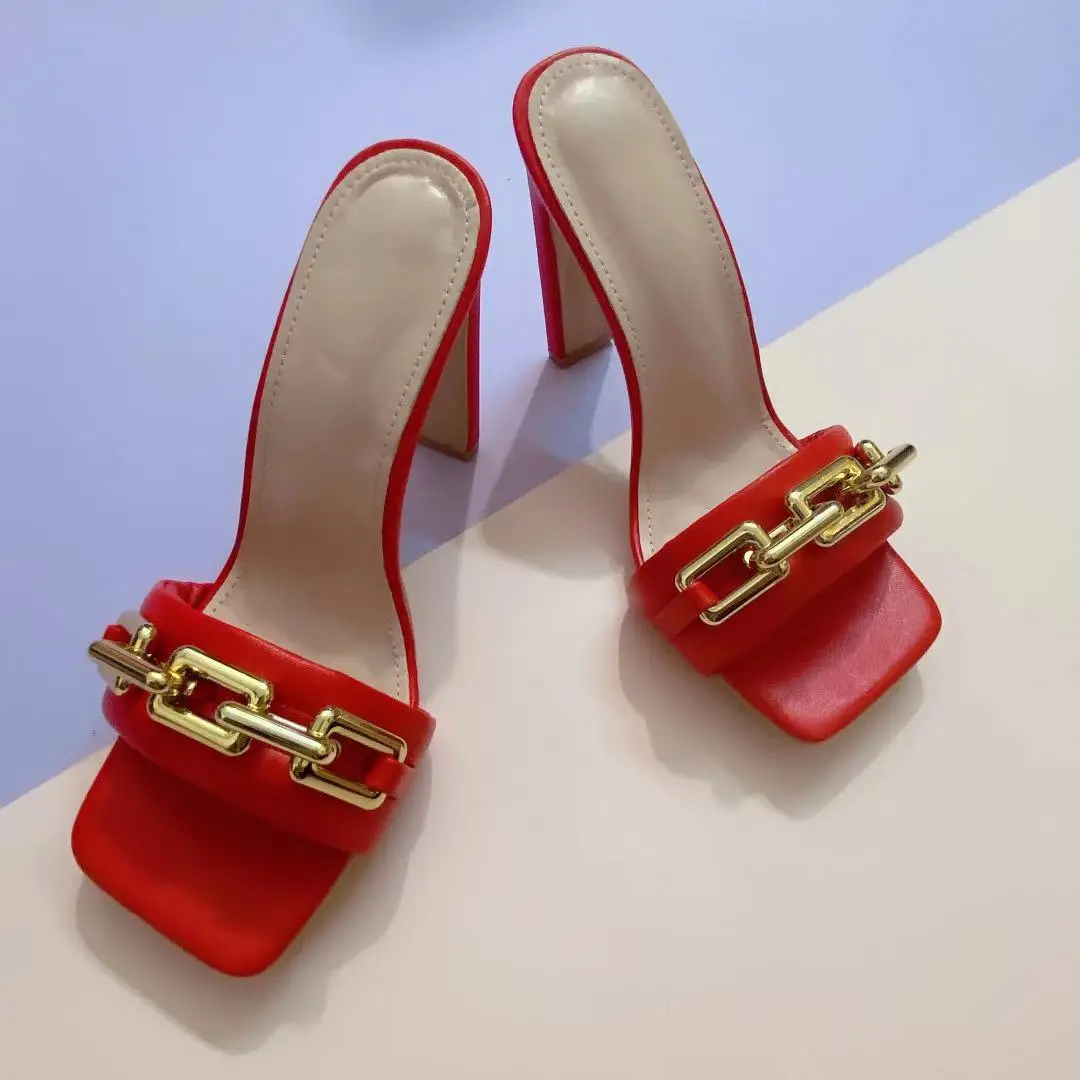 Huidong women's shoes four seasons cool slippers Fashion Square chain high heel sandals 3 colors
Huidong women's shoes four seasons cool slippers Fashion Square chain high heel sandals 3 colors