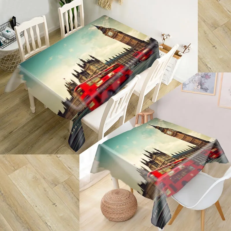 

HOT SALE London Street Tablecloth Waterproof Oxford Fabric Square/Rectangular Tablecloth For Wedding Table Cloth TV Covers