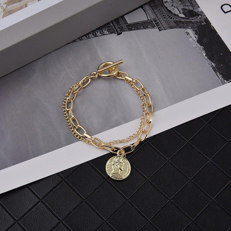 Punk Bracelets Carved Coin Head Bracelet Bangle Circle Queen Thick Chain Tassel Pendant Bracelet Women Jewelry
Punk Bracelets Carved Coin Head Bracelet Bangle Circle Queen Thick Chain Tassel Pendant Bracelet Women Jewelry