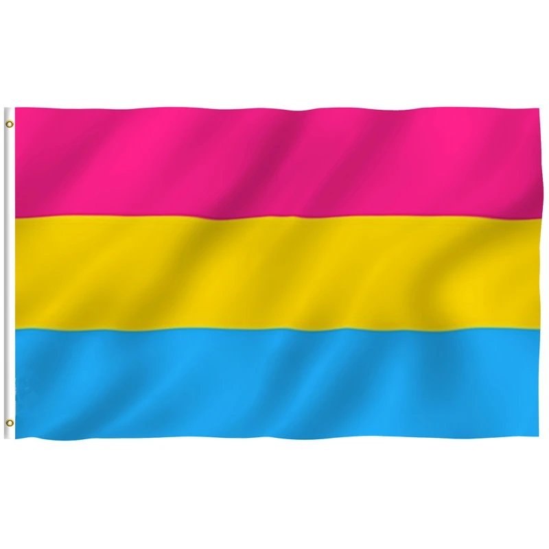 Флаг пансексуала 3x5 футов яркие цвета устойчивый к УФ-выцветанию Холщовый