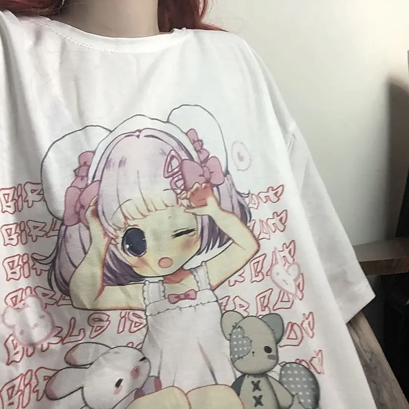 Harajuku Femme T-shirts 2021 Cute Japanese Style Top Mujer Fashion Anime Girl Print Tee Shirt MINGLIUSILI Feminine Clothes 
Harajuku Femme T-shirts 2021 Cute Japanese Style Top Mujer Fashion Anime Girl Print Tee Shirt MINGLIUSILI Feminine Clothes