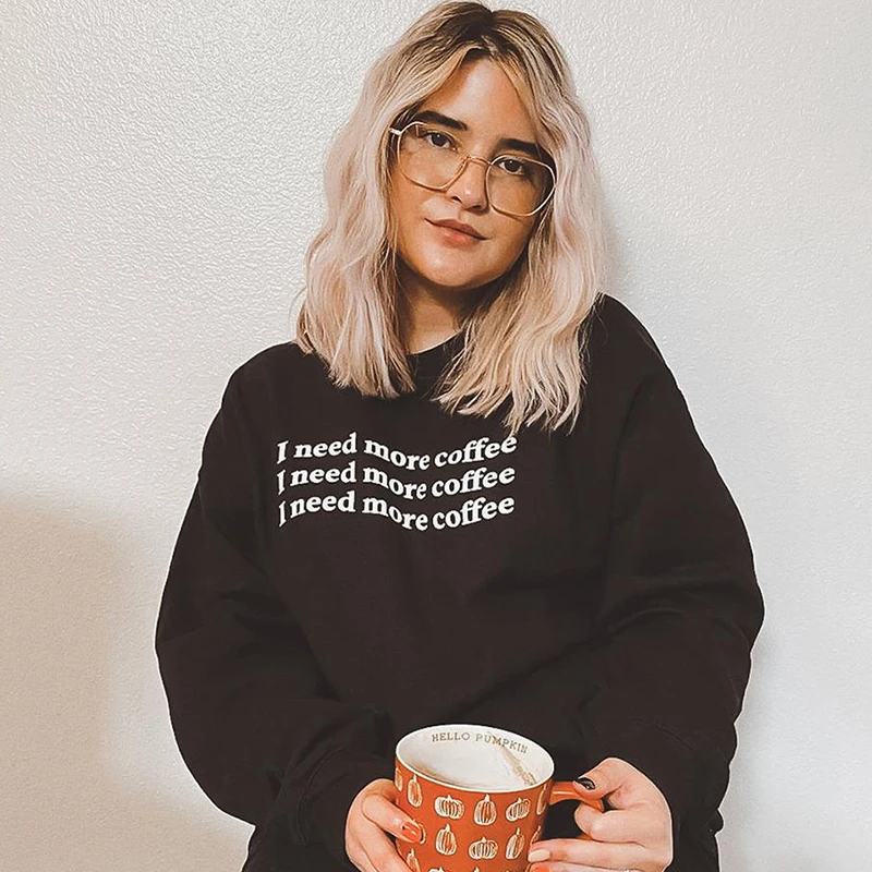 I Need More Coffee Black Letters Print Cute Pullover Autumn Thick Warm Long Sleeve Women Hoodies Plus Size Loose Sweatshirts
I Need More Coffee Black Letters Print Cute Pullover Autumn Thick Warm Long Sleeve Women Hoodies Plus Size Loose Sweatshirts