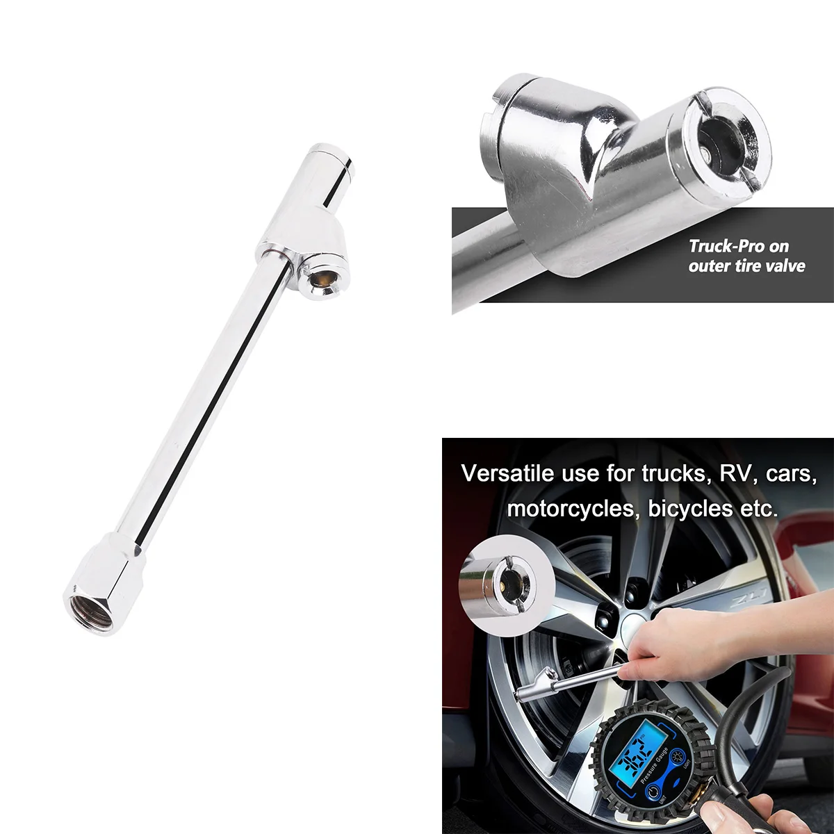 Air Chuck Heavy Duty Trucks Cars Stainless Steel Tire Pressure Filler FNPT RV Dual Head Self-lock Inflator Tool 1/4" Compressor
Air Chuck Heavy Duty Trucks Cars Stainless Steel Tire Pressure Filler FNPT RV Dual Head Self-lock Inflator Tool 1/4" Compressor