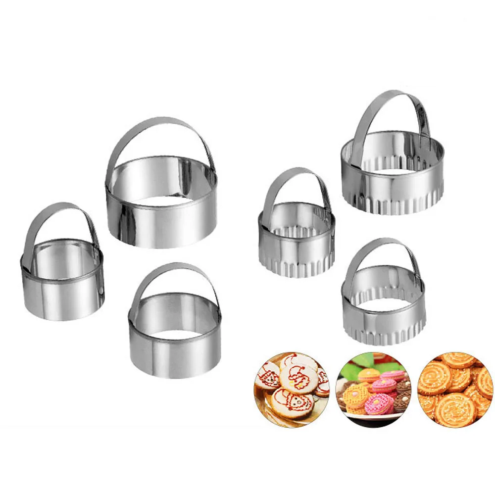 

3PCS Round Cookie Cutter Set Cookie Stamp Biscuit Mold Press Handle Cake Decorating Tool Fondant Bakery Pastry Dough Accessories
