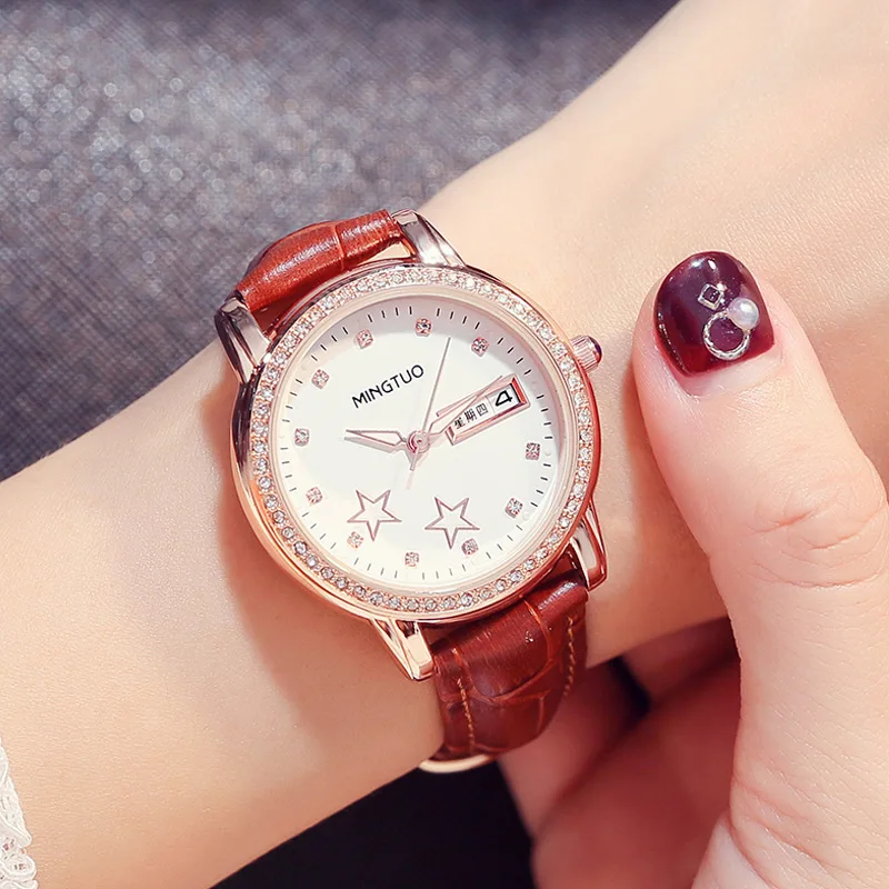 Fashion inlaid zircon belt watch female simple temperament calendar luminous female watch waterproof leather quartz watch
Fashion inlaid zircon belt watch female simple temperament calendar luminous female watch waterproof leather quartz watch