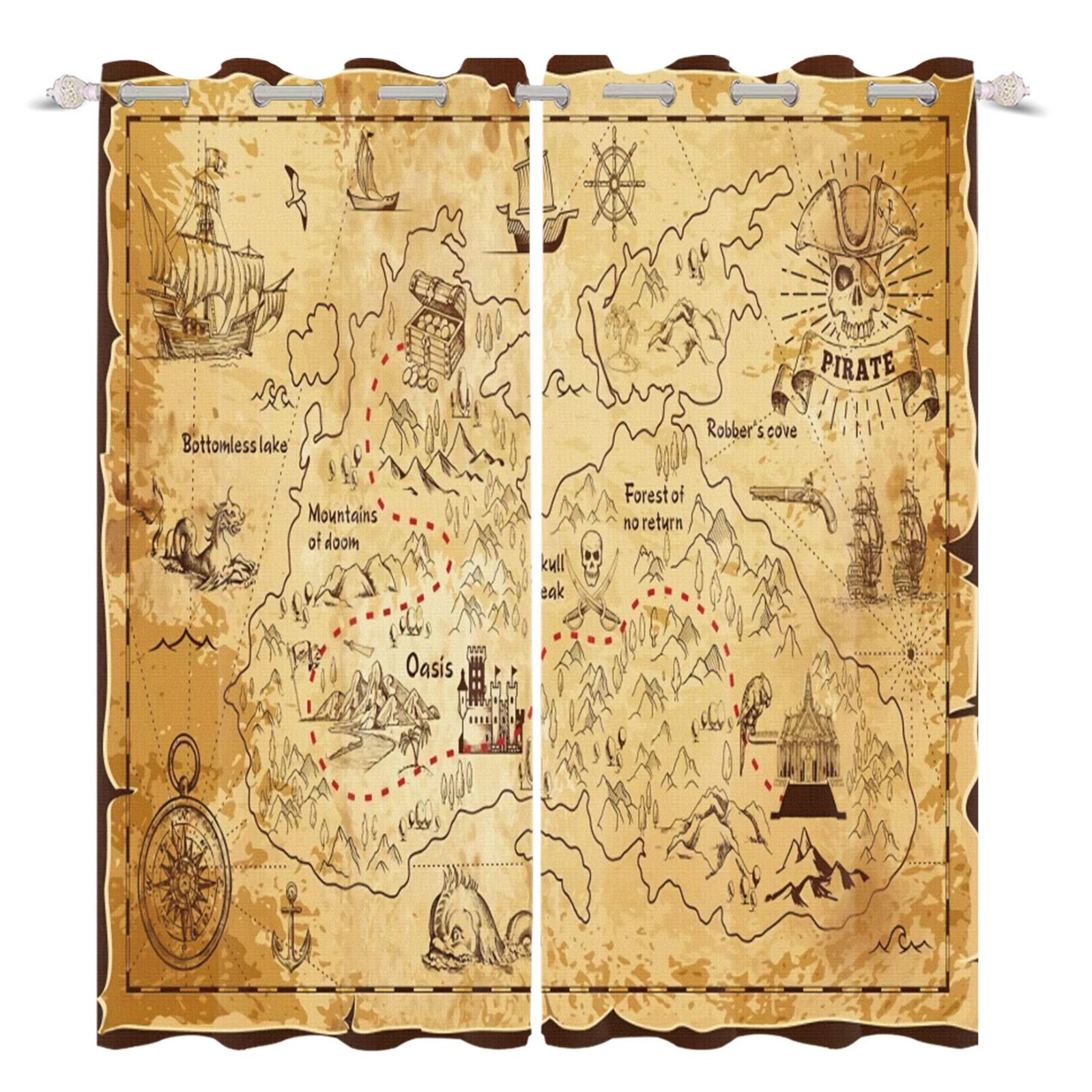 Pirate Living Room Kids Bedroom Curtains Retro Treasure Map Treatment Drapes Sunshade Home Decor Polyester
Pirate Living Room Kids Bedroom Curtains Retro Treasure Map Treatment Drapes Sunshade Home Decor Polyester