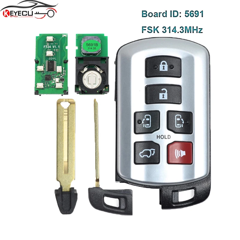 KEYECU Board ID:5691 Smart Remote Key Fob 6 Button 314.3MHz ID74 Chip Keyless Entry for Toyota Sienna 2011-2020 FCC ID:HYQ14ADR
KEYECU Board ID:5691 Smart Remote Key Fob 6 Button 314.3MHz ID74 Chip Keyless Entry for Toyota Sienna 2011-2020 FCC ID:HYQ14ADR