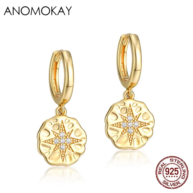 Anomokay Trendy White Zircon Gold Color Star Earring Dangler 100% 925 Sterling Silver Women Round Earring for Daily Leisure
Anomokay Trendy White Zircon Gold Color Star Earring Dangler 100% 925 Sterling Silver Women Round Earring for Daily Leisure