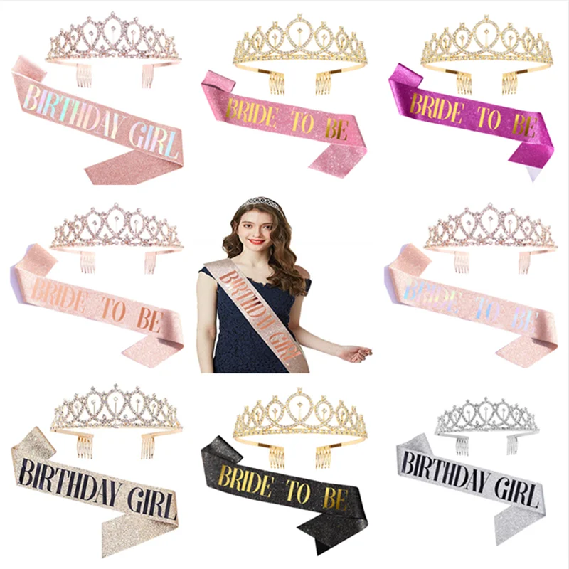 Wedding Decoration Glitter Birthday Sash Rhinestone Tiara 18th Crystal Crown Birthday Queen Satin Ribbon Sash for Party Decor
Wedding Decoration Glitter Birthday Sash Rhinestone Tiara 18th Crystal Crown Birthday Queen Satin Ribbon Sash for Party Decor