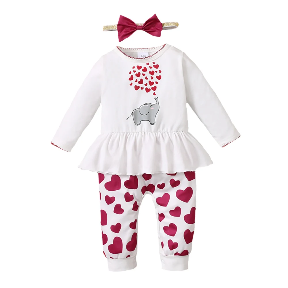 Newborn Baby Girls Casual Autumn Cotton Round Neck Ruffle Hem Knit Animal Heart Print Jumpsuit Long Sleeve Headband 2 Piece Set
Newborn Baby Girls Casual Autumn Cotton Round Neck Ruffle Hem Knit Animal Heart Print Jumpsuit Long Sleeve Headband 2 Piece Set
