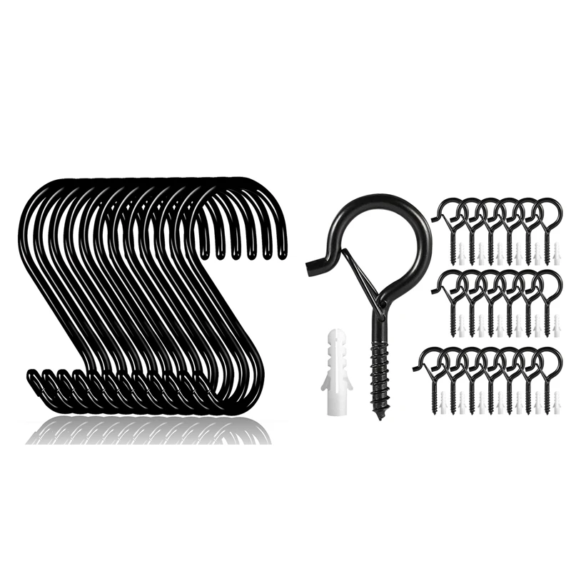 12 Pack 6 Inch Large Heavy Duty S Hooks & 20 Pcs Q-Hanger Hooks With Safety Buckle,Wall Cabinet Ceiling Hooks
12 Pack 6 Inch Large Heavy Duty S Hooks & 20 Pcs Q-Hanger Hooks With Safety Buckle,Wall Cabinet Ceiling Hooks