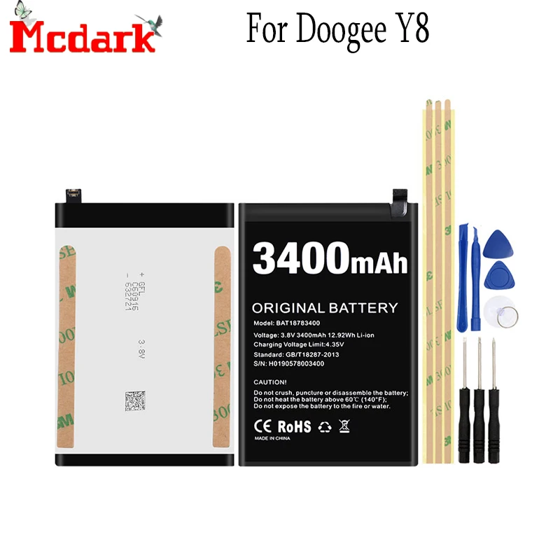 Для Doogee Y8 Batterie Bateria Accu 3400 мАч Замена Высокое качество Резервное копирование