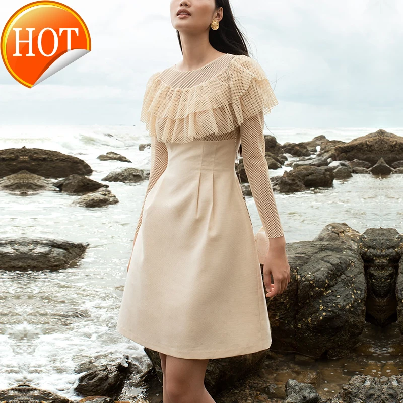 autumn dress Women's 2020 New socialite mesh stitching high waist flounced French dress
autumn dress Women's 2020 New socialite mesh stitching high waist flounced French dress