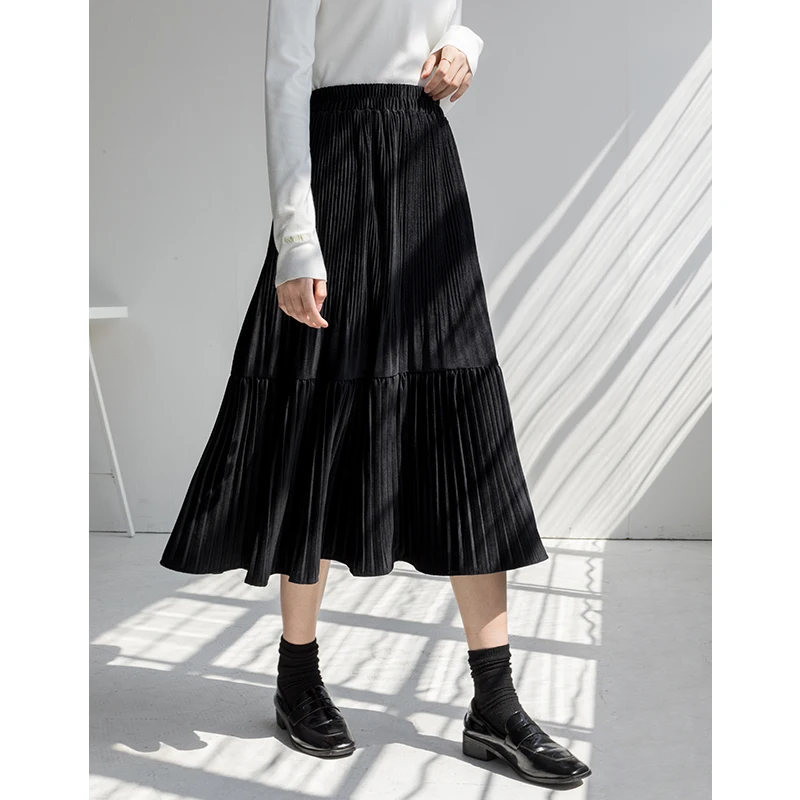 2020 Fashion Women's High Waist Pleated Solid Color Length Elastic Skirt Promotions Lady Black creamy white Party Casual Skirts
2020 Fashion Women's High Waist Pleated Solid Color Length Elastic Skirt Promotions Lady Black creamy white Party Casual Skirts
