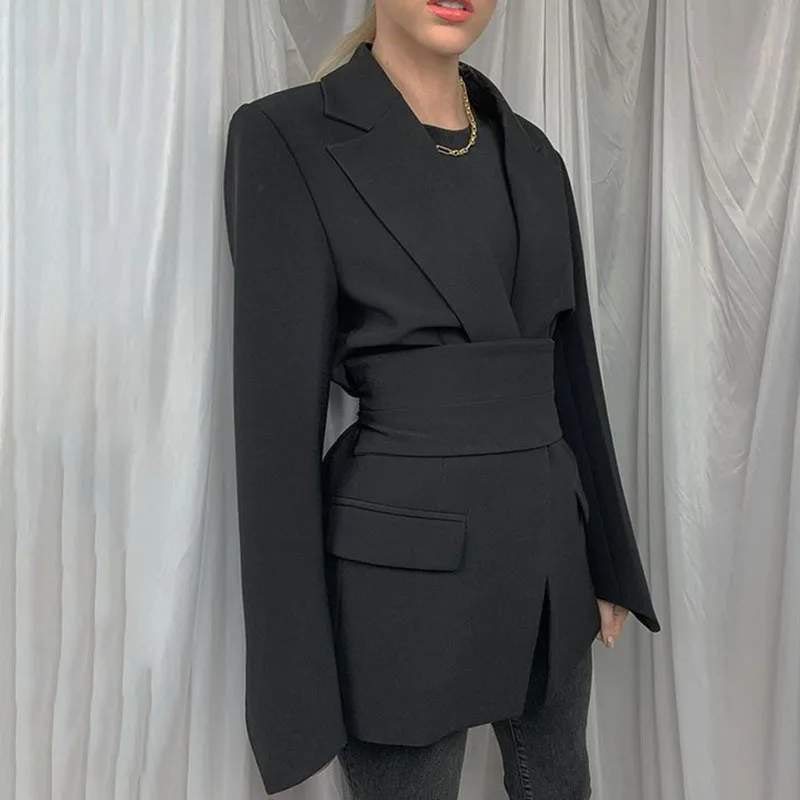 Casual Black Lace Up Patchwork Belt Female Blazers Notched Long Sleeve Korean Slim Women's Jackets Spring 2021 Fashion Style
Casual Black Lace Up Patchwork Belt Female Blazers Notched Long Sleeve Korean Slim Women's Jackets Spring 2021 Fashion Style