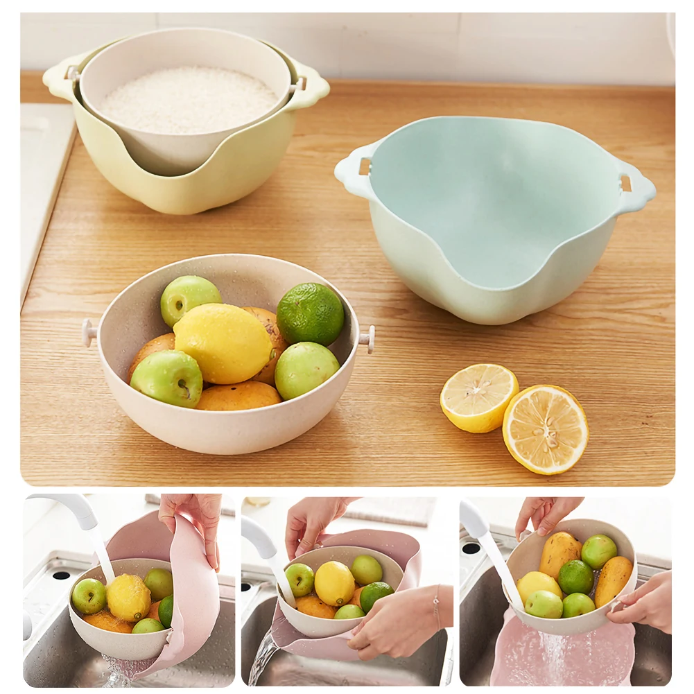 Multifunction Kitchen Strainer Double Drain Basket Vegetables Fruit Washing Strainer Bowls
Multifunction Kitchen Strainer Double Drain Basket Vegetables Fruit Washing Strainer Bowls