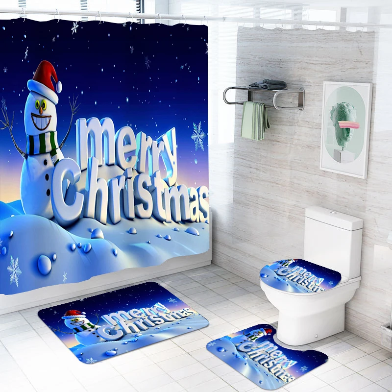4 Pieces Snowman Shower Curtains Sets Merry Christmas Toilet Carpet For Kids Bath Set 3D Print Home Textile Bathroom Mat Sets
4 Pieces Snowman Shower Curtains Sets Merry Christmas Toilet Carpet For Kids Bath Set 3D Print Home Textile Bathroom Mat Sets