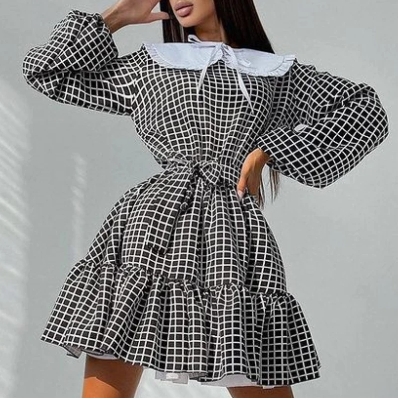 Pre Sale 2021 Autumn New Fashion Street Slim Fit Lace Up Detachable Doll Collar Lace Up Waist Check Dress Women's Wear
Pre Sale 2021 Autumn New Fashion Street Slim Fit Lace Up Detachable Doll Collar Lace Up Waist Check Dress Women's Wear