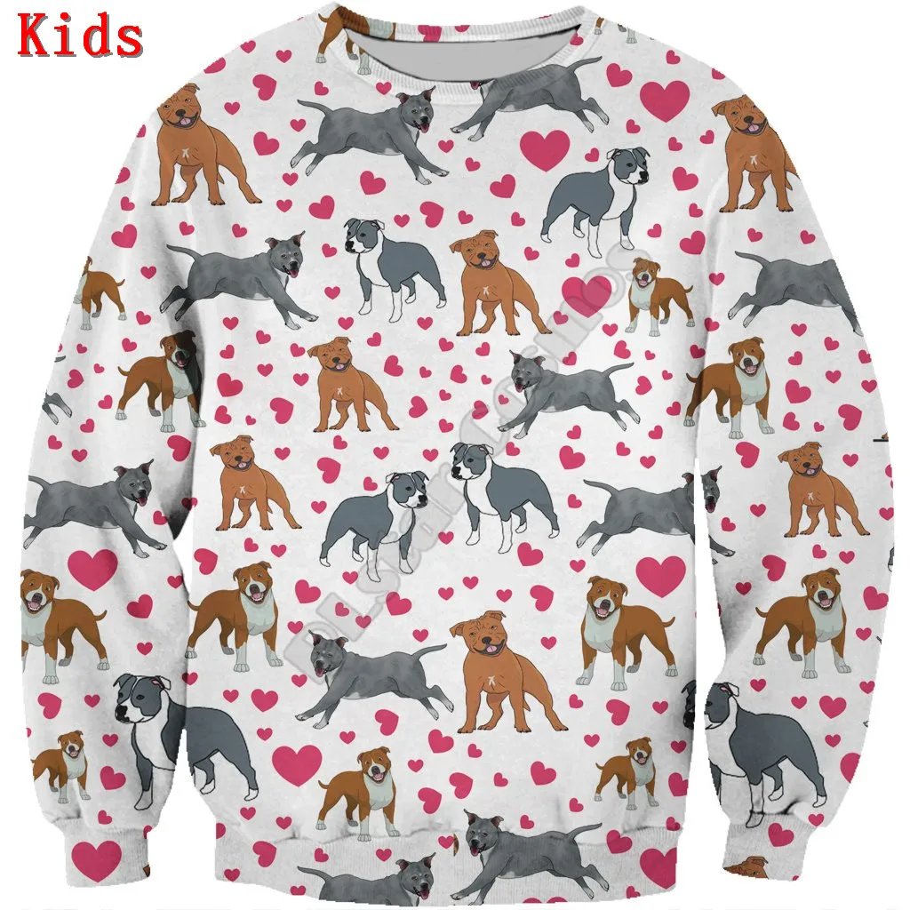 Love Cute Staffordshire Bull Terrier 3d printed Hoodies Pullover Boy For Girl Long Sleeve Shirts Kids Funny Animal Sweatshirt
Love Cute Staffordshire Bull Terrier 3d printed Hoodies Pullover Boy For Girl Long Sleeve Shirts Kids Funny Animal Sweatshirt