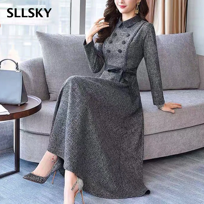 SLLSKY Solid Big Swing Women Dress 2021 Autumn New Fasgion Long Sleeve Pullover Dress Belt Button Turn-down Female A-Line Dress
SLLSKY Solid Big Swing Women Dress 2021 Autumn New Fasgion Long Sleeve Pullover Dress Belt Button Turn-down Female A-Line Dress