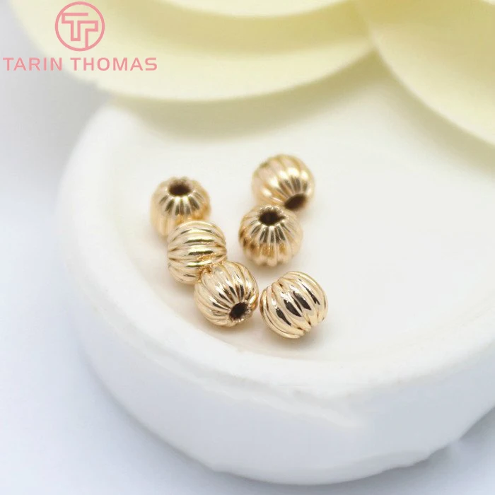 

10PCS 4MM 6MM 8MM 24K Champagne Gold Color Plated Brass Pumpkin Spacer Beads High Quality Diy Jewelry Accessories