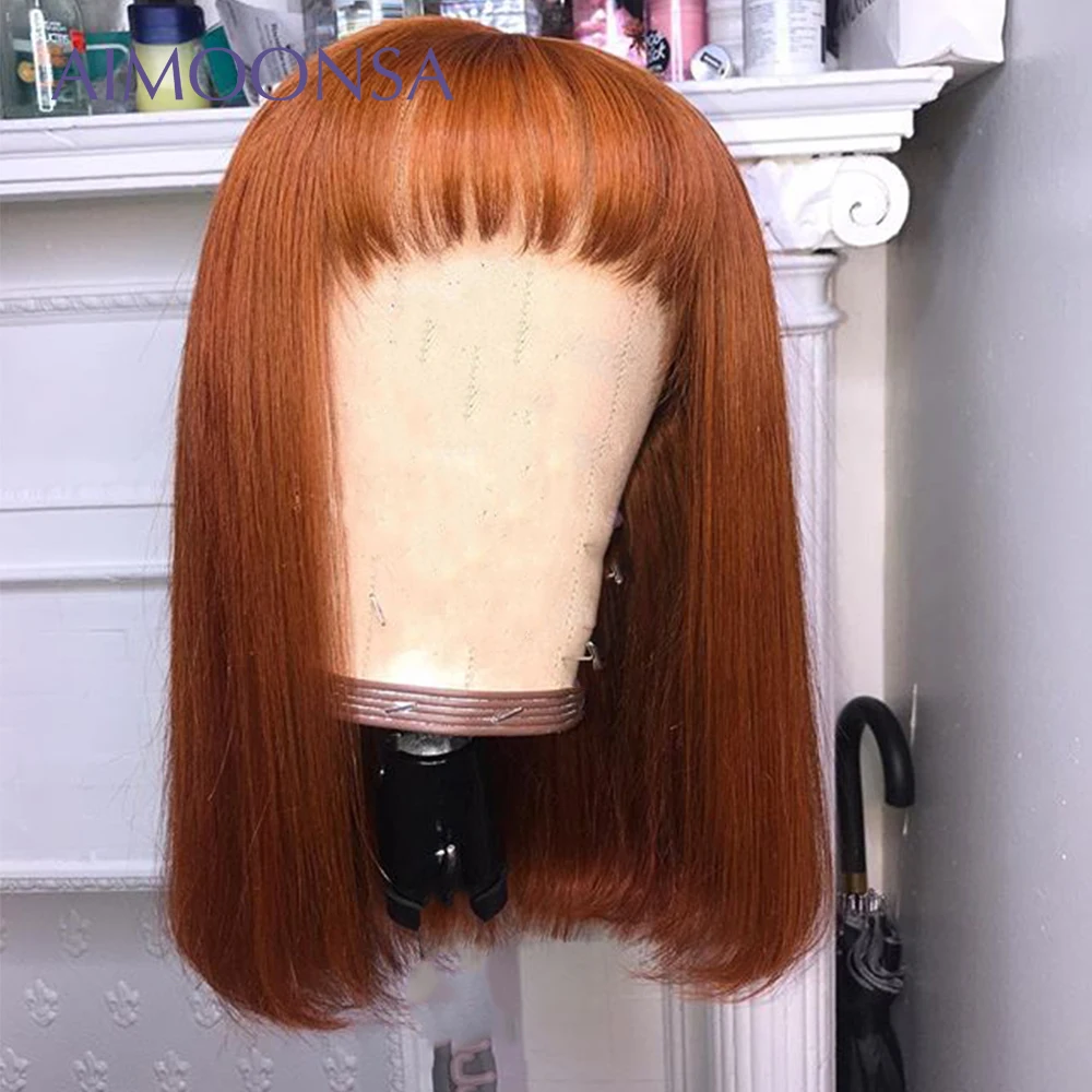 Парик с челкой для женщин черный оранжевый парик цветные волосы на кружеве