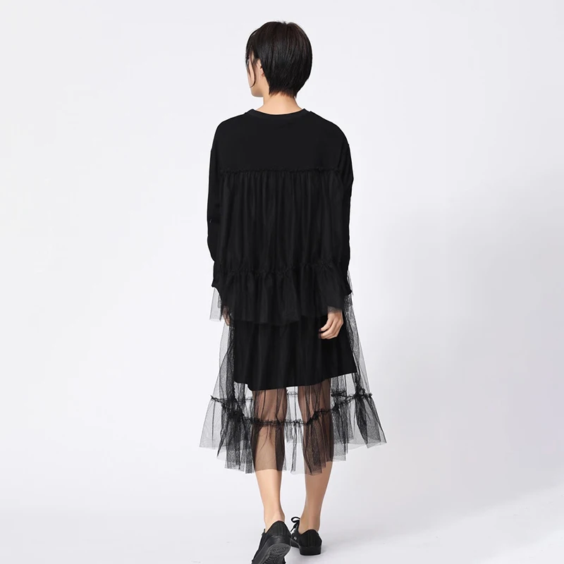 CHICEVER Black Dress For Women O Neck Long Sleeve Patchwork Mesh Loose Ruffles Oversized A Line Dresses Female 2020 Autumn Tide
CHICEVER Black Dress For Women O Neck Long Sleeve Patchwork Mesh Loose Ruffles Oversized A Line Dresses Female 2020 Autumn Tide