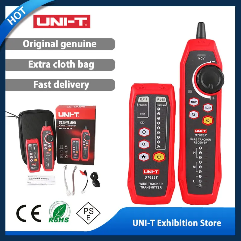 UNI-T UT683KIT Lan Tester Network Wire Tracer Cable Tracker RJ45 RJ11Telephone Line Finder Repairing Networking Tool
UNI-T UT683KIT Lan Tester Network Wire Tracer Cable Tracker RJ45 RJ11Telephone Line Finder Repairing Networking Tool