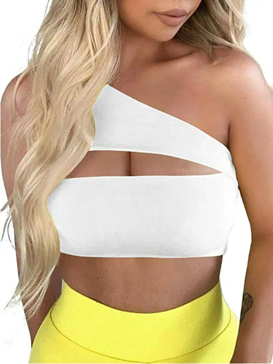 Women Summer One Shoulder Sleeveless Tanks Tops Female Ladies Bralet Vest Tank Solid Color Party Club Crop Tops 
Women Summer One Shoulder Sleeveless Tanks Tops Female Ladies Bralet Vest Tank Solid Color Party Club Crop Tops
