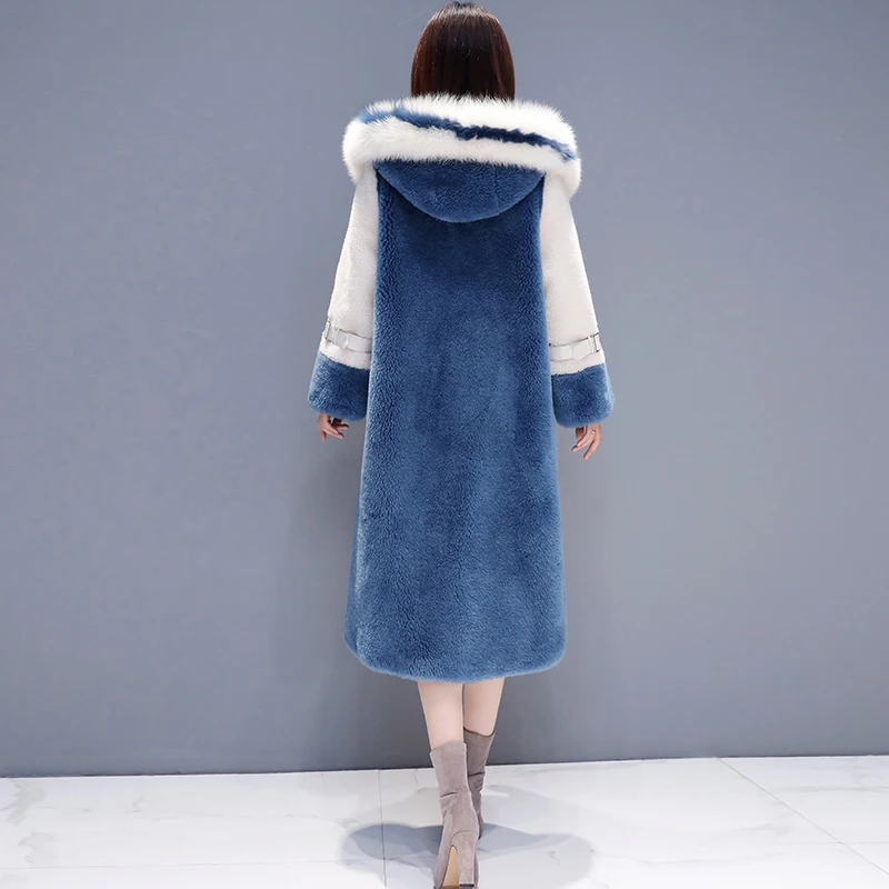 Faux Fur Jacket Rabbit Collar Winter Thick Warm Fluffy Coat Hooded Plus Size Futerka Damskie 2019 Long Lambswool | Женская одежда