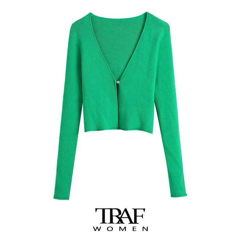 TRAF Za Women Fashion Single Button Ribbed Knit Cardigan Sweater Vintage V Neck Long Sleeve Female Outerwear Chic Tops
TRAF Za Women Fashion Single Button Ribbed Knit Cardigan Sweater Vintage V Neck Long Sleeve Female Outerwear Chic Tops