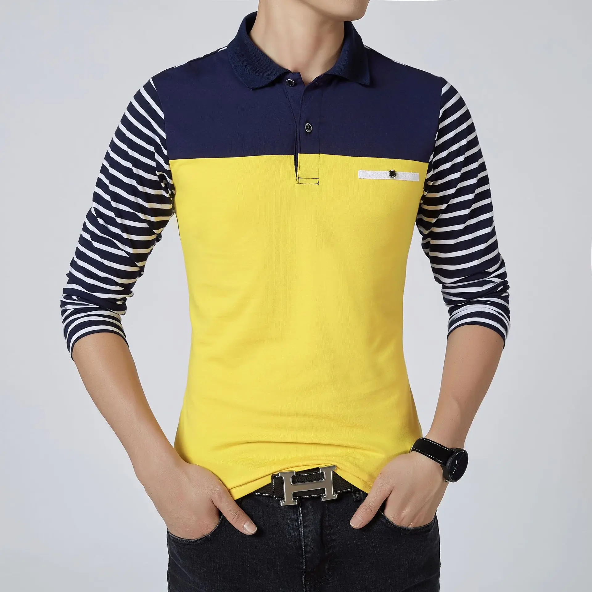 Polo Shirt Men2021 New Cotton Spring Long-sleeved T-shirt Men's Lapel Striped Trim POLO Shirt Men Clothing
Polo Shirt Men2021 New Cotton Spring Long-sleeved T-shirt Men's Lapel Striped Trim POLO Shirt Men Clothing
