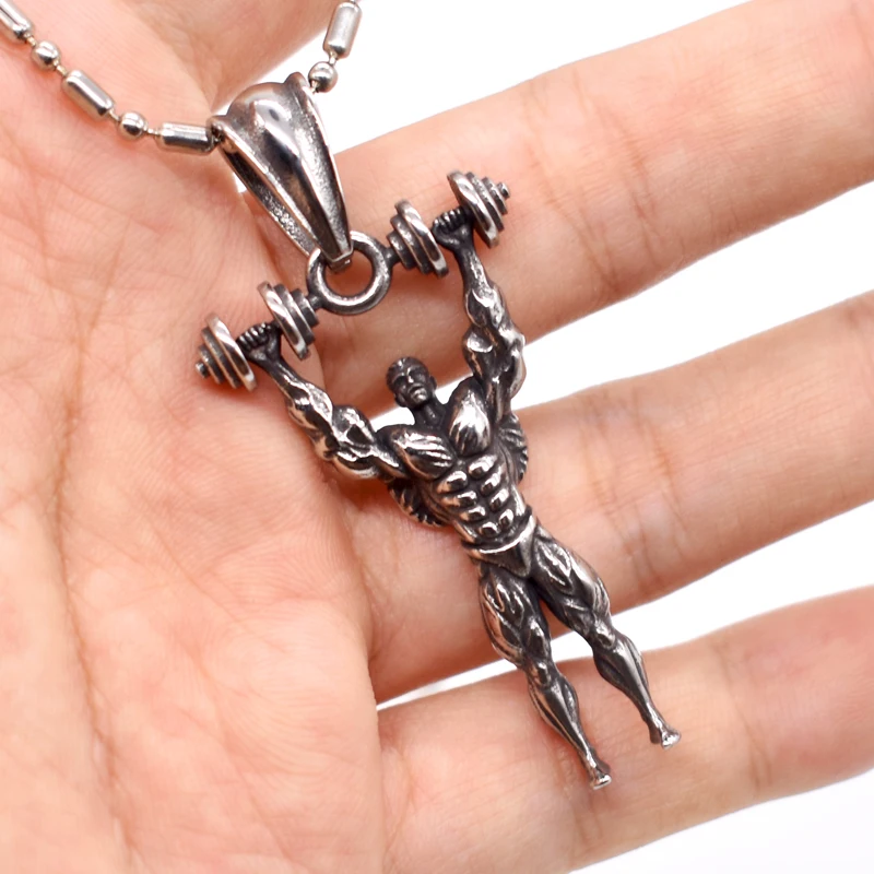 AMUMIU Strong Man Lifting dumbbell Stainless Steel Pendant Necklace For Women Men High Quality KP283
AMUMIU Strong Man Lifting dumbbell Stainless Steel Pendant Necklace For Women Men High Quality KP283