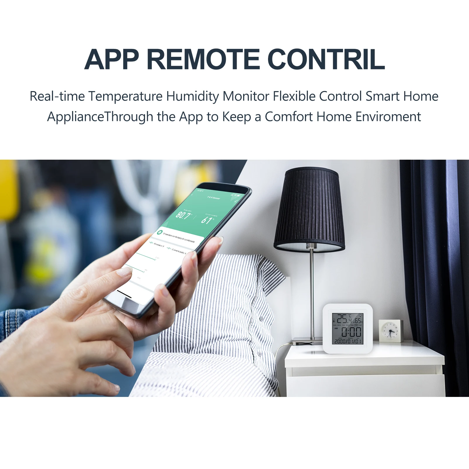 WIFI Temperature Humidity Sensor Thermometer Hygrometer Room Hygrothermograph Thermo-Hygrometer with Calendar
WIFI Temperature Humidity Sensor Thermometer Hygrometer Room Hygrothermograph Thermo-Hygrometer with Calendar