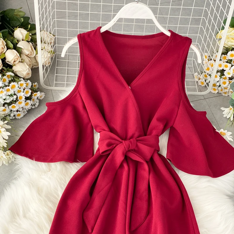 Fashion 2020 V Neck Off Shoulder Sexy Jumpsuits Summer Wide Leg Jumpsuit Sashes Casual Women Playsuit Beach Holiday Tie Romper
Fashion 2020 V Neck Off Shoulder Sexy Jumpsuits Summer Wide Leg Jumpsuit Sashes Casual Women Playsuit Beach Holiday Tie Romper