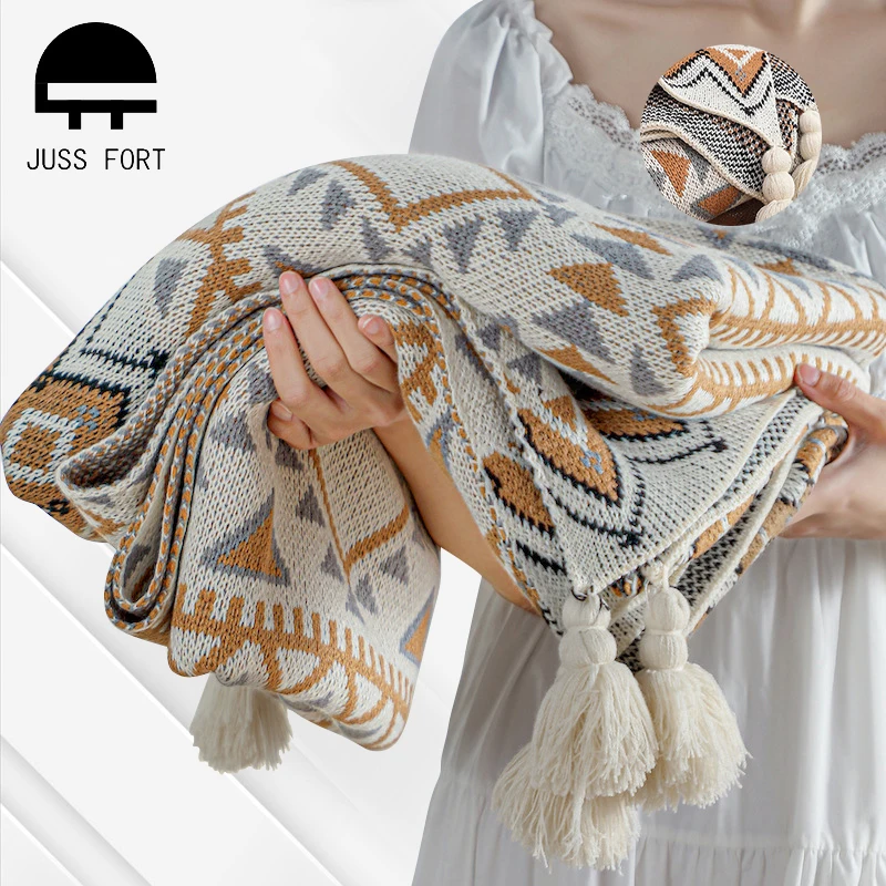 Bohemian Knitted Blanket Nordic Jacquard Tassels Decor Sofa Throw Blankets Office Warm Nap Blanket Air conditioning Couverture
Bohemian Knitted Blanket Nordic Jacquard Tassels Decor Sofa Throw Blankets Office Warm Nap Blanket Air conditioning Couverture