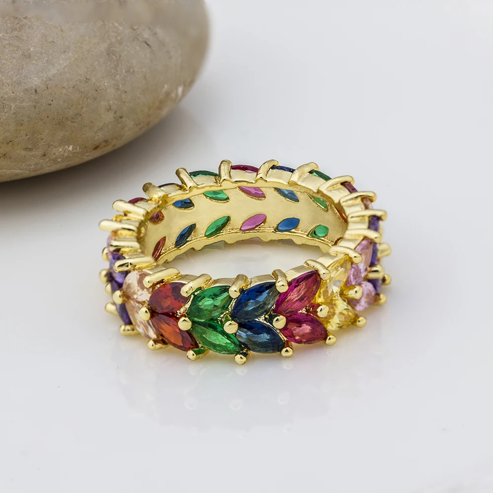 Wholesale Hot Classic Colorful Rainbow CZ Gold Ring For Women Girls Fashion Engagement Wedding Bands Charm Party Jewelry Gift
Wholesale Hot Classic Colorful Rainbow CZ Gold Ring For Women Girls Fashion Engagement Wedding Bands Charm Party Jewelry Gift