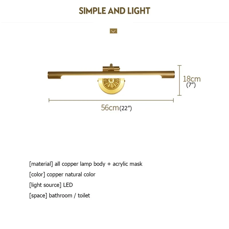 WPD Modern Wall Lamps Copper Mirror light Creative Indoor Decorative For Home Bathroom Bedroom Hotel
WPD Modern Wall Lamps Copper Mirror light Creative Indoor Decorative For Home Bathroom Bedroom Hotel