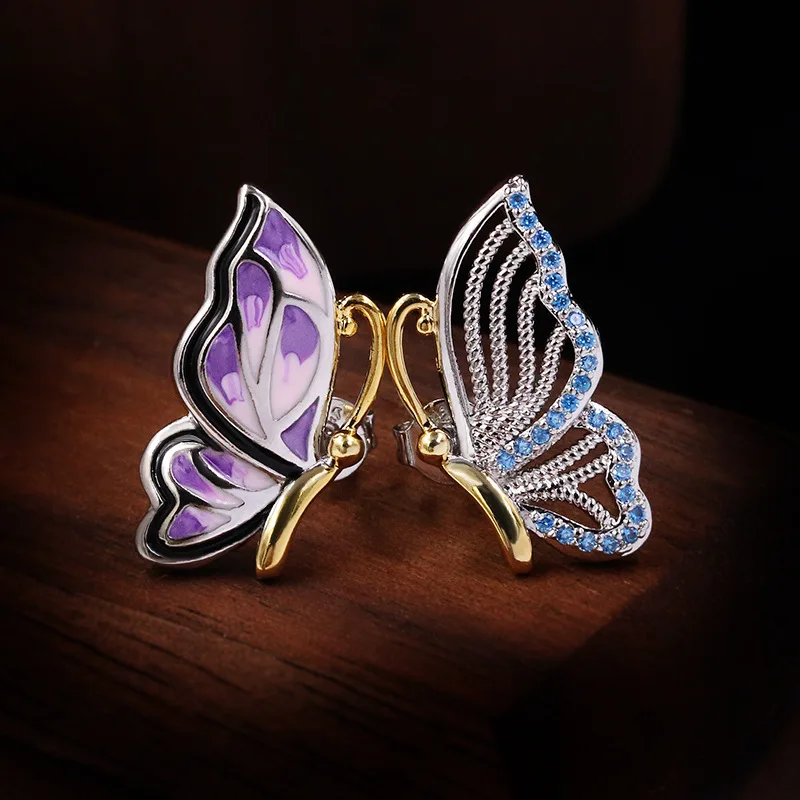 Vintage Style Women's Beautiful Purple Enamel Butterfly 925 Sterling Silver Elegant Animal Earrings Ladies Engagement Jewelry
Vintage Style Women's Beautiful Purple Enamel Butterfly 925 Sterling Silver Elegant Animal Earrings Ladies Engagement Jewelry
