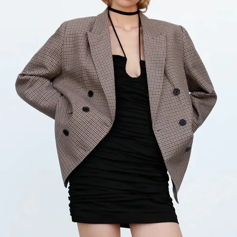 Женский клетчатый пиджак ZA, блейзер в европейском и американском стиле с длинными рукавами в стиле ретро, весна-осень 2021
Женский клетчатый пиджак ZA, блейзер в европейском и американском стиле с длинными рукавами в стиле ретро, весна-осень 2021