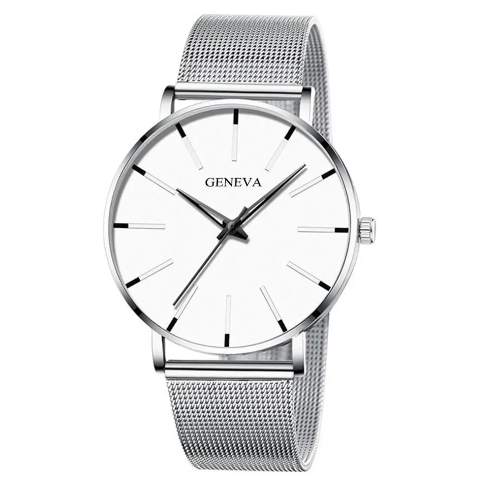 Geneva Fashion Mens Business Male Watch Classic Quartz Stainless Steel Date Wrist mens watches top brand luxury Wholesale | Наручные часы