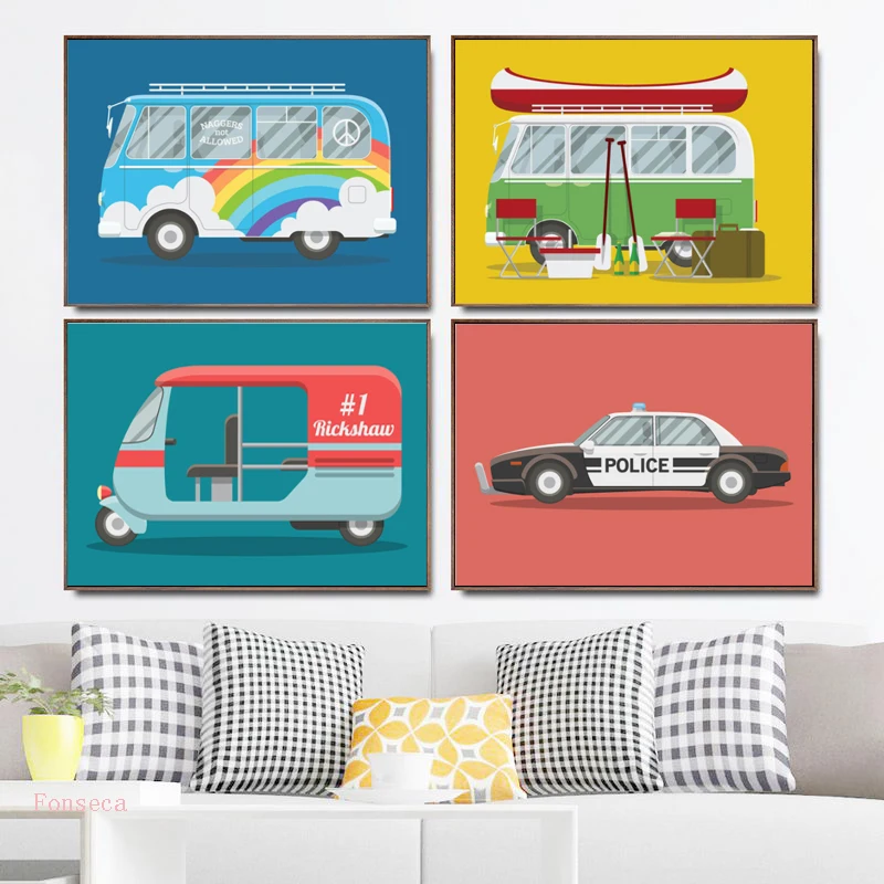 Cartoon Rainbow Car Bus Police Sightseeing Bus Picture Print Poster Decorative Canvas Painting On The Wall For Kids Room Home
Cartoon Rainbow Car Bus Police Sightseeing Bus Picture Print Poster Decorative Canvas Painting On The Wall For Kids Room Home